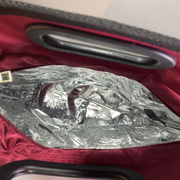 BEBE Tanya Lunch Bag Insulated Pocket Top Handle Snack Gym Office Work Red - Picture 6 of 13